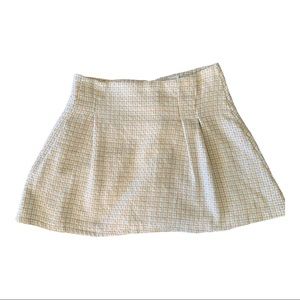 SHEIN Plaid Print Tweed Zip Up Pleated Skirt